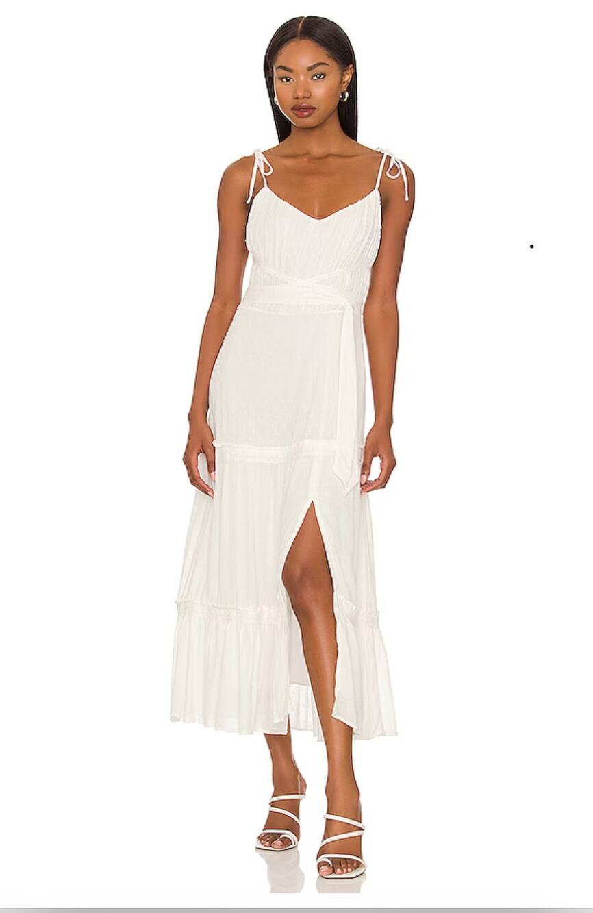 PAIGE Inesa Midi Dress White Coquette Minimalist Size M Party Wedding Guest